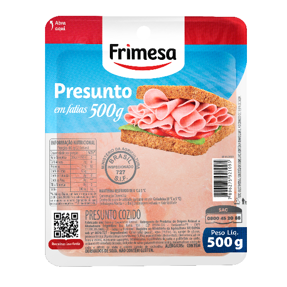 PRESUNTO FRIMESA COZIDO FATIADO 500G