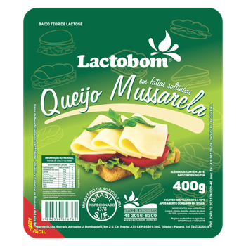 QUEIJO LACTOBOM MUSSARELA FATIADO 400G