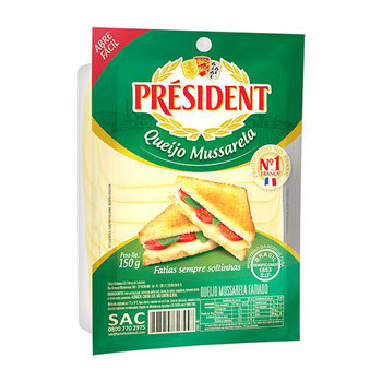 QUEIJO PRESIDENT MUSSARELA FATIADO 150G