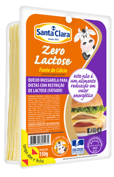 QUEIJO SANTA CLARA MUSSARELA ZERO LACTOSE FATIADO 150G