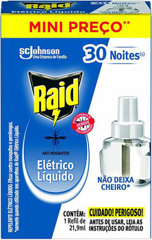 REPELENTE RAID ELETRICO LIQUIDO 30 NOITES LIQUIDO REFIL 21,9ML