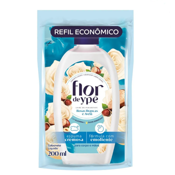 SABONETE LIQUIDO FLOR DE YPE ROSAS BRANCAS E AVELA 200ML