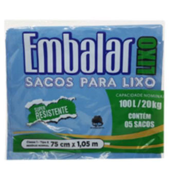 SACO P/LIXO EMBALAR AZUL C/5 100LT