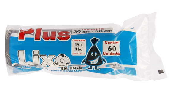 SACO P/LIXO PLUS LIXO ROLL C/60 15LT