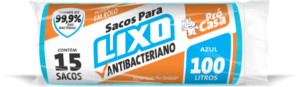 SACO P/LIXO PRO CASA ROLL AZUL C/15 100LT