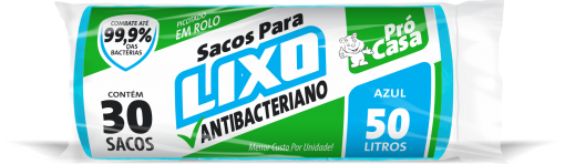 SACO P/LIXO PRO CASA ROLL AZUL C/30 50LT