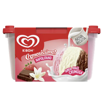 SORVETE KIBON CREMOSISSIMO NAPOLITANO 1,5LT