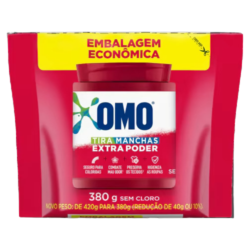 TIRA MANCHAS OMO PO ROUPAS COLORIDAS EXTRA PODER REFIL 380G