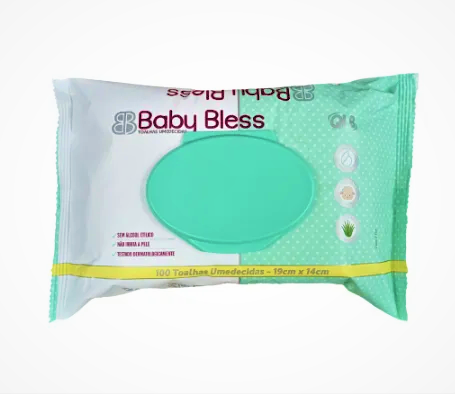 TOALHA UMEDECIDA BABY BLESS C/TAMPA C/100