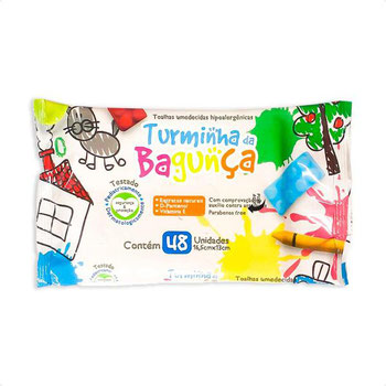 TOALHAS UMEDECIDAS TURMINHA DA BAGUNCA HIPOALERGENICA C/48