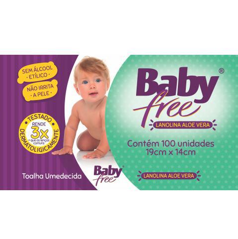 TOALHINHA UMEDECIDA BABY FREE LANOLINA/ALOE VERA C/100
