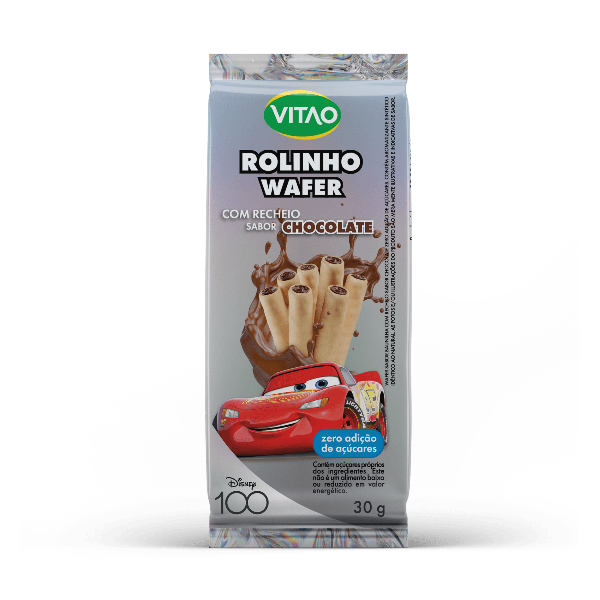WAFER VITAO ROLINHO ZERO DISNEY CHOCOLATE 30G