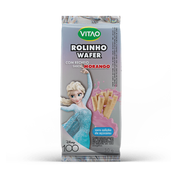 WAFER VITAO ROLINHO ZERO DISNEY MORANGO 30G
