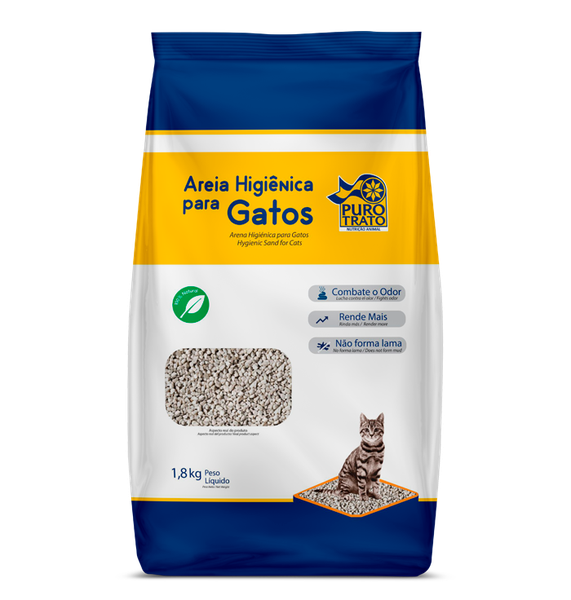 AREIA HIGIENICA PARA GATOS PURO TRATO 1,8KG
