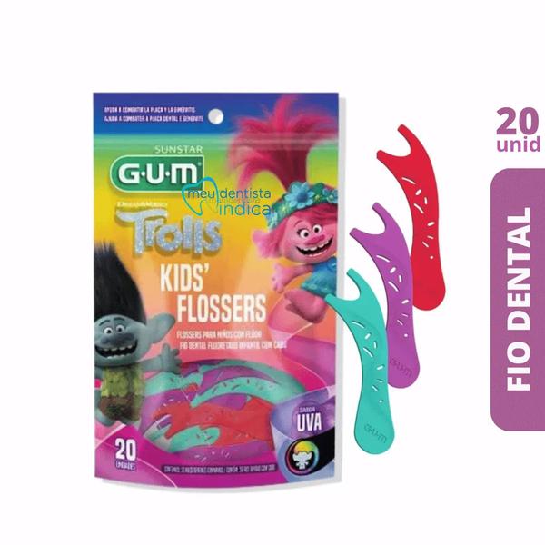 FIO DENTAL GUM KIDS FLOSSERS TROLLS C/20