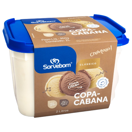 SORVETE SORVEBOM COPACABANA CREME/CHOCOLATE 2LT