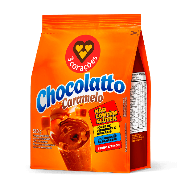 ACHOC PO CARAMELO 560G 3CORACOES
