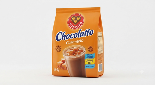 ACHOC PO CARAMELO 560G 3CORACOES