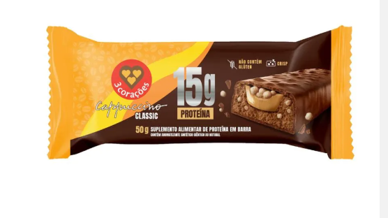 BARRA PROTEINA 3CORACOES CAPPUCCINO CLASSIC 50G