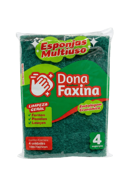 ESPONJA MULTIUSO DONA FAXINA AMARELA C/4