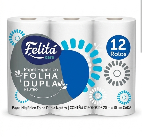 PAPEL HIG FELITA FOLHA DUPLA NEUTRO 6X12 20 MTS