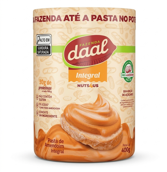 PASTA DE AMENDOIM INTEGRAL 400G DAAL