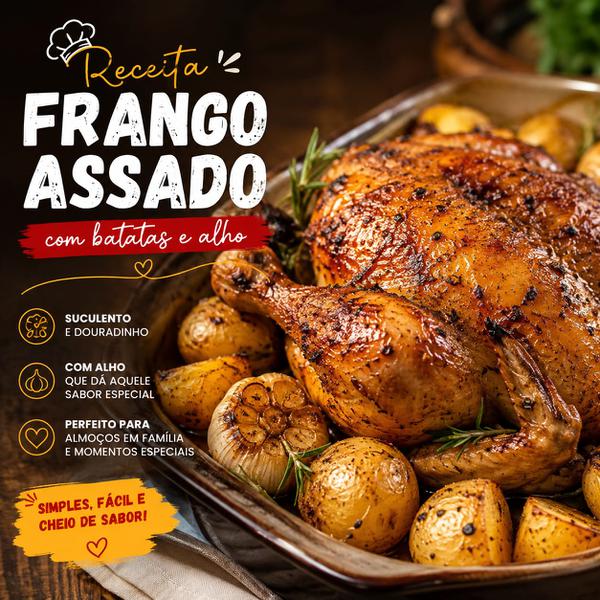 FRANGO ASSADO COM BATATAS E ALHO