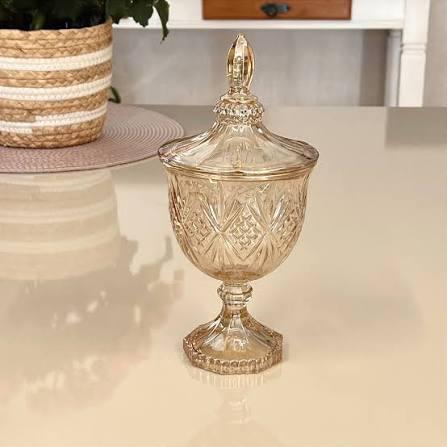 CENTRO DE MESA CRISTAL AMBAR C/PE 24CM