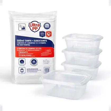 KIT POTE RETANGULAR PP  500ML C/25