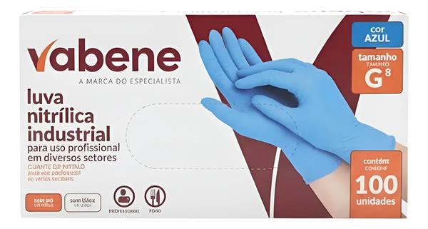 LUVA NITRILICA INDUSTRIAL AZUL G VABENE