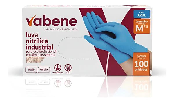 LUVA NITRILICA INDUSTRIAL AZUL M VABENE