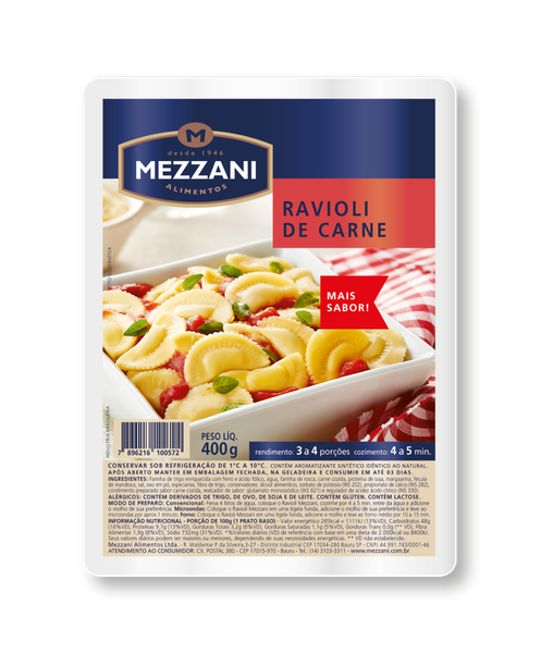 RAVIOLI MEZZANI CARNE 400G