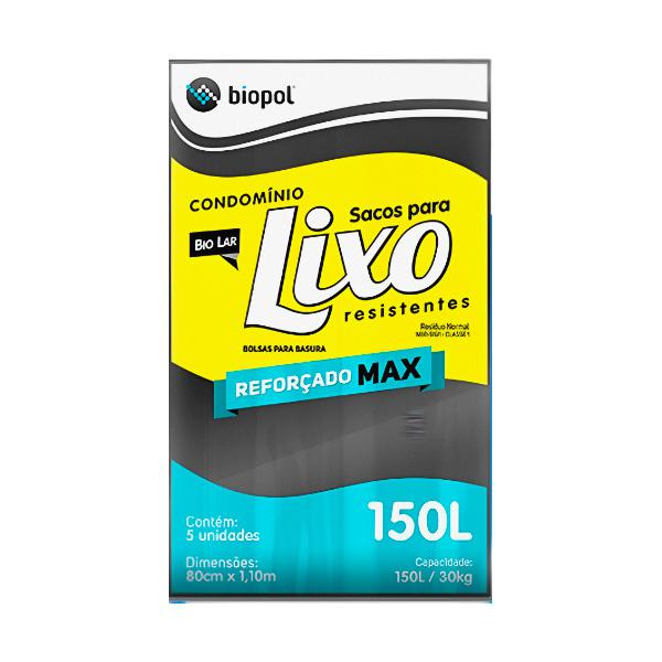 SACO LIXO BIO LAR PRETO REFORC 150