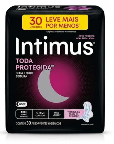 Absorvente Intimus Noturno Cobertura Seca C/Abas 30UN