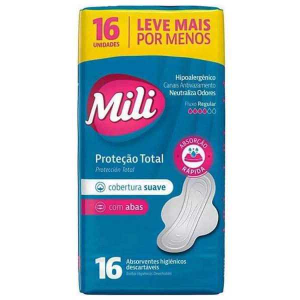 Absorvente Mili Suave Proteção Total Com Abas 16 Unidades