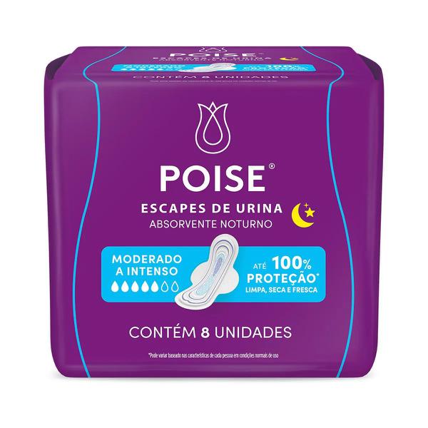 Absorvente Noturno Poise Escapes De Urina Intenso 8 Unidades