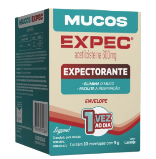 Acetilcisteína 600 mg (Mucos Expec) Sabor Laranja – Caixa com 16 Envelopes de 5 g