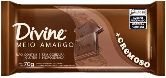 Barra de Chocolate Meio Amargo Mais Cremoso Divine 70g