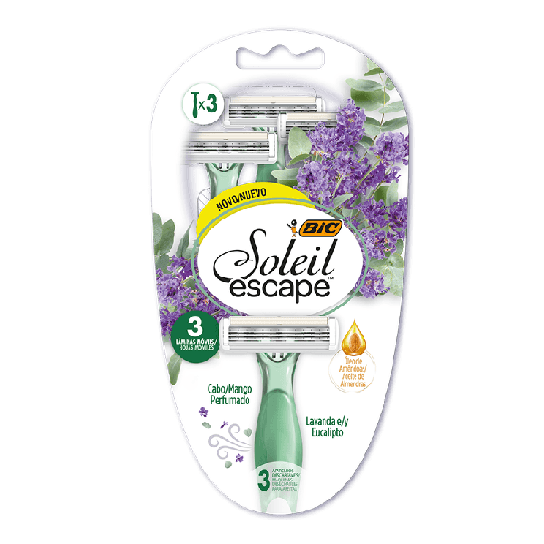 Aparelho para Depilação Bic Soleil Escape Lavanda e Eucalipto 3 unidades