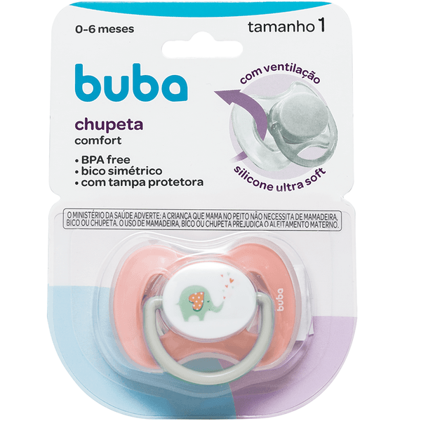 Chupeta Comfort Tamanho 1 Elefantinho Rosa - Buba