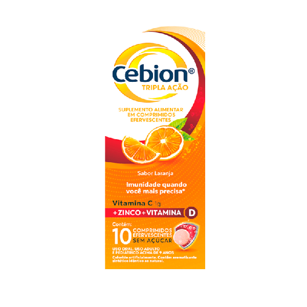 CEBION TRIPLA ACAO 1G VIT C + ZN+ VIT D  CX 10CP EFV