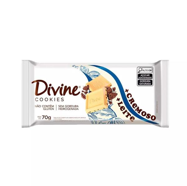 Chocolate Sem Glúten Branco c/ Cookies Mais Cremoso Divine 70g
