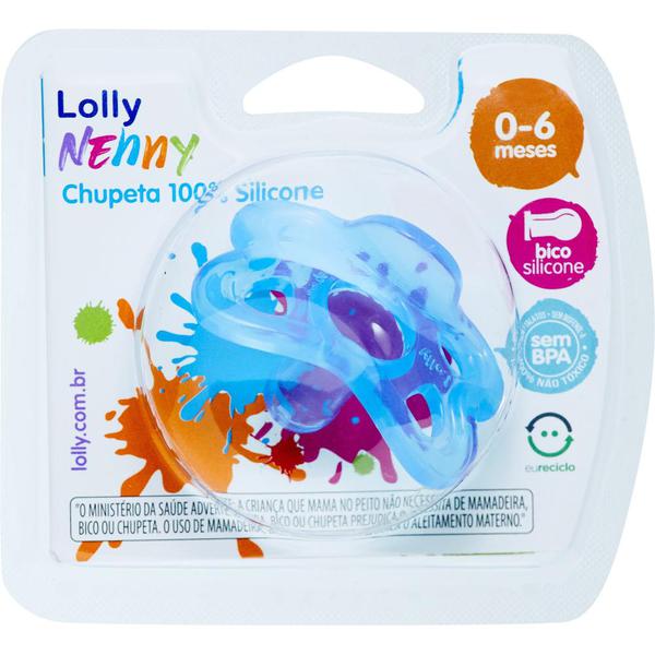 Chupeta 100% Silicone Lolly Ortodôntica Nº1 Azul  Ref .6111/1