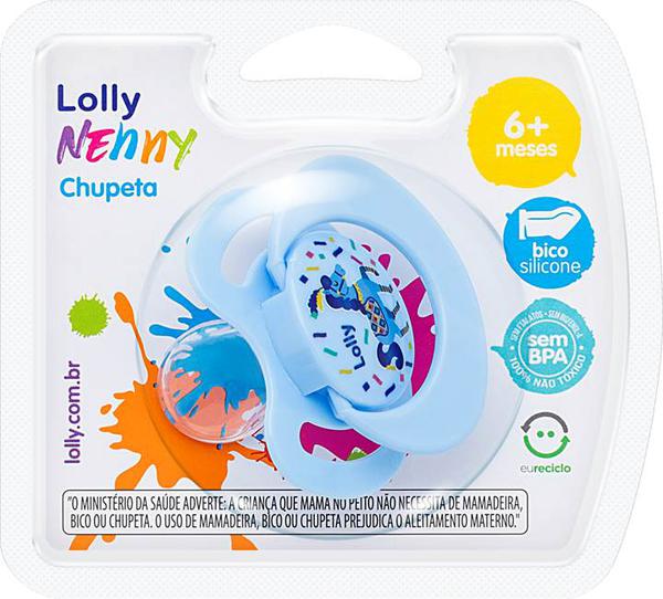 Chupeta 100% Silicone Lolly Ortodôntica Nº2 Azul  Ref .4015