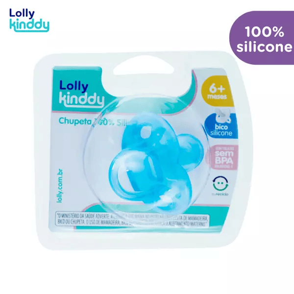 Chupeta 100% Silicone Lolly Ortodôntica Nº2 Azul  Ref .6015