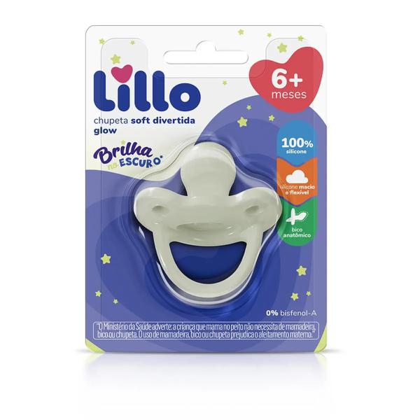 Chupeta Lillo Glow Soft Divertida Ortodôntica Silicone Tamanho 2 Neutra