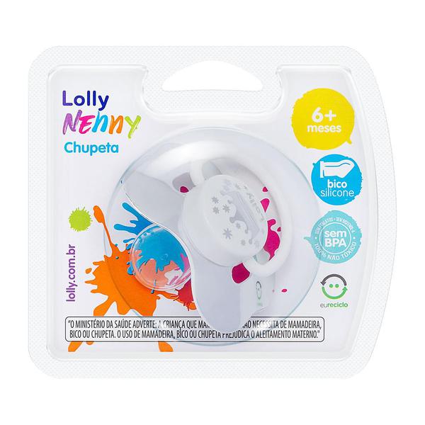 Chupeta Lolly Borboleta Ortodôntica Silicone Tamanho 2 Branca