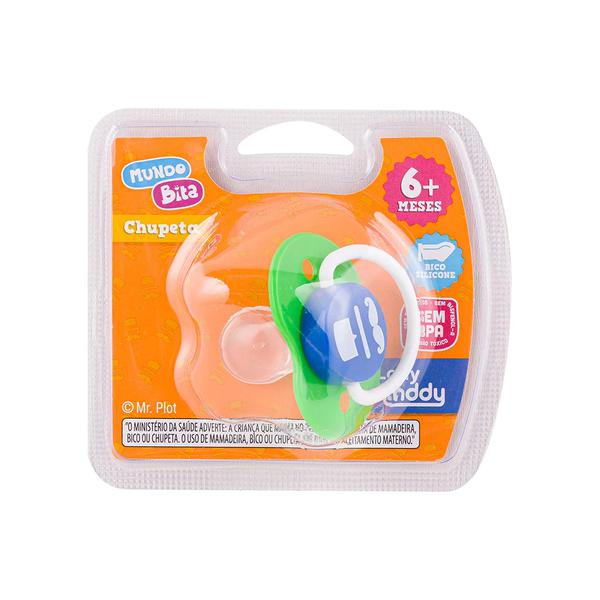Chupeta Lolly Mundo Bita Silicone Ortodontica Tamnaho 2 Azul