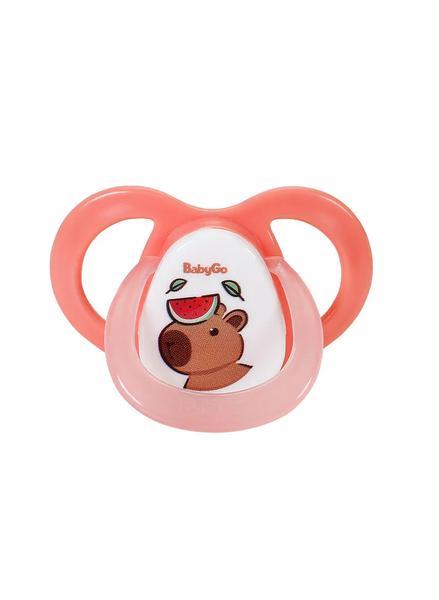 Chupeta Ortodôntica de Silicone BabyGo – Modelo Capivara Tamanho 1, Rosa