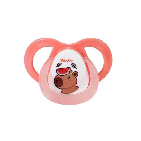 Chupeta Ortodôntica de Silicone BabyGo – Modelo Capivara Tamanho 2, Rosa